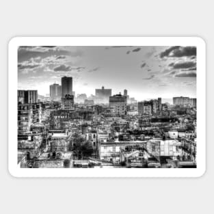 Havana Rooftops, Cuba, Black And White Sticker
